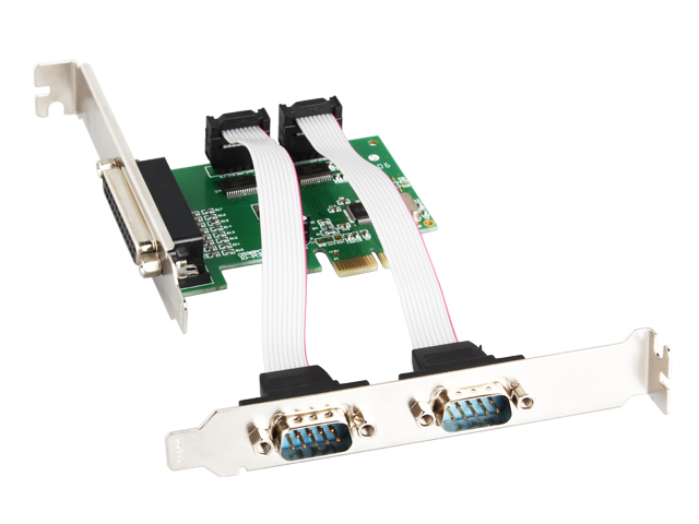 PCIe to 2 Ports RS-232 DB-9 Serial and 1 Port DB-25 Parallel Printer (LPT1) Serial Card ,IO-PCE382-2S1P