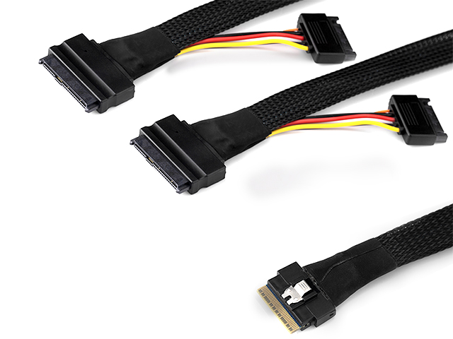 SLim Line SAS（8654）8I TO 8639*2 Data Server Cable 0.65M,IO-CAB865439