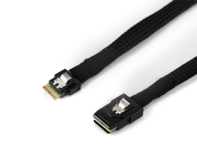 Slim SAS 38p SFF-8654 to Mini SAS 36p SFF-8087 Server Hard Disk Transmission Cable 0.5M,IO-CAB808754
