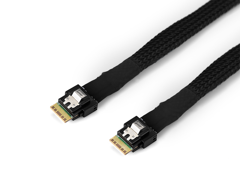 Micro SATA Cables Slim SAS SFF-8654 4i Straight to Straight SFF-8654 Cable 0.5M,IO-CAB865411