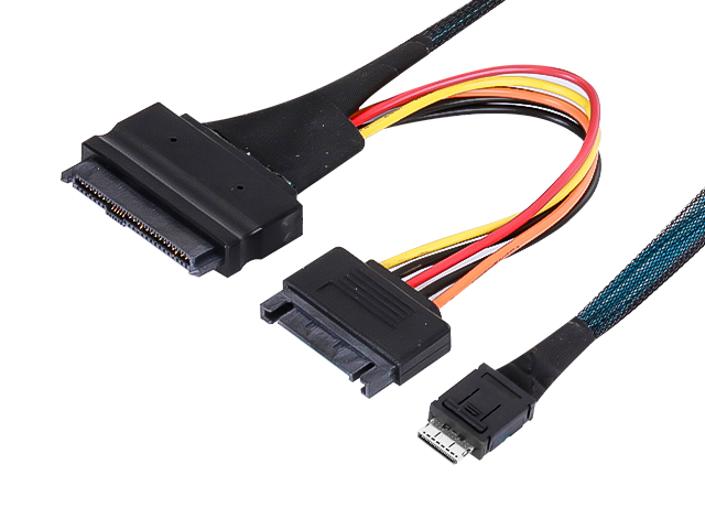 Oculink SFF-8611 to U.2 (SFF-8639) Cable， 0.5m  ,IO-CAB861139