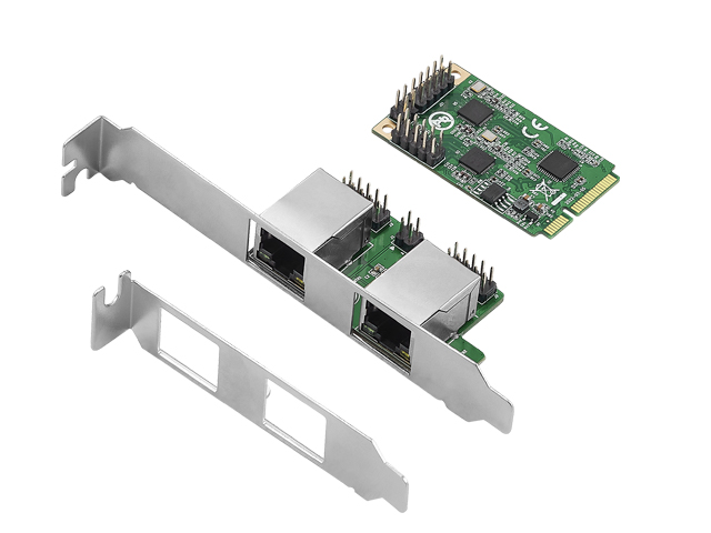 Mini PCIe to Dual 10 /100/1000M/2.5G Ethernet Card，IO-MPE8125B-2GLAN