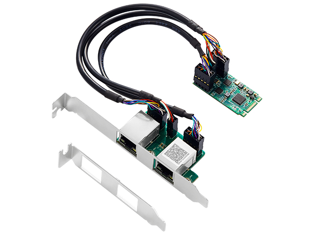 M.2(B+M Key) to Dual Gigabit Ethernet Controller Card，IO-M2F811HN-2GLAN
