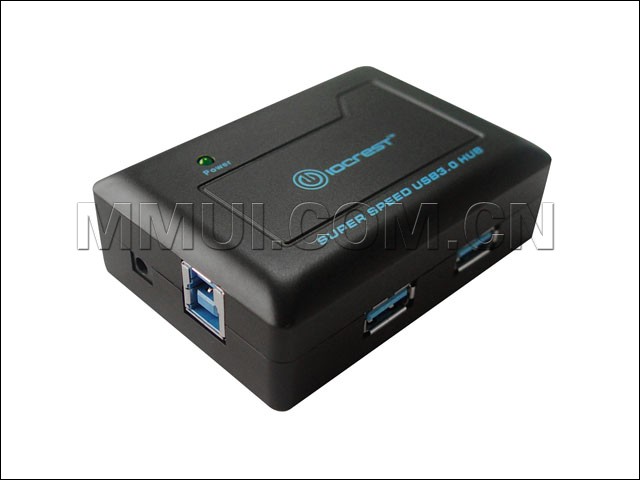USB 3.0 4-port Mini Hub for Home and Business, Black Color, with Power Adapter and Cable,IO-U3HUB-4U