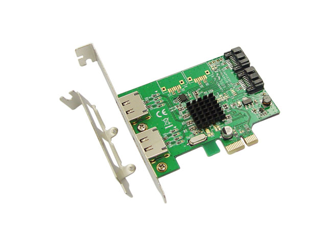 PCIe to 2 Internal, 2 External Ports SATA III  Controller Card, IO-PCE9215-2ES